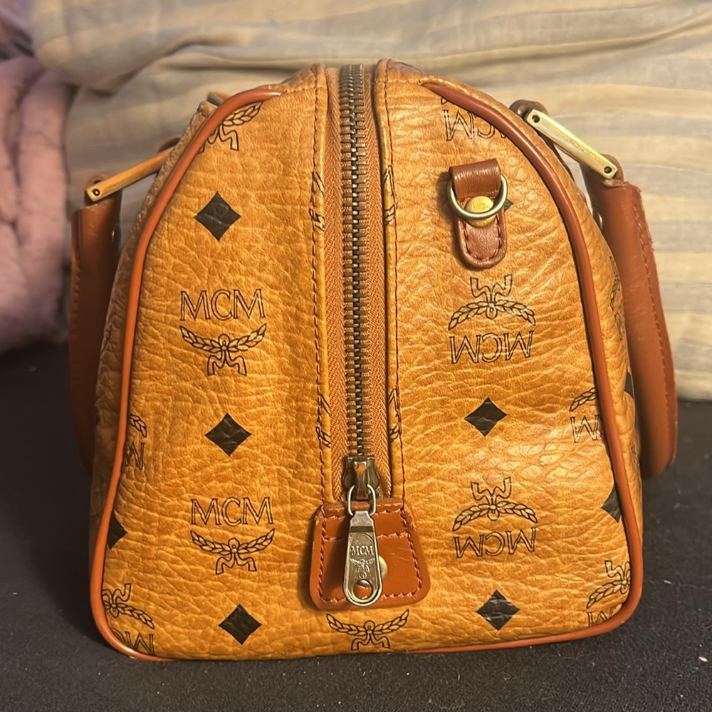 MCM Orange and Brown Logo Satchel - Picture 3 of 15